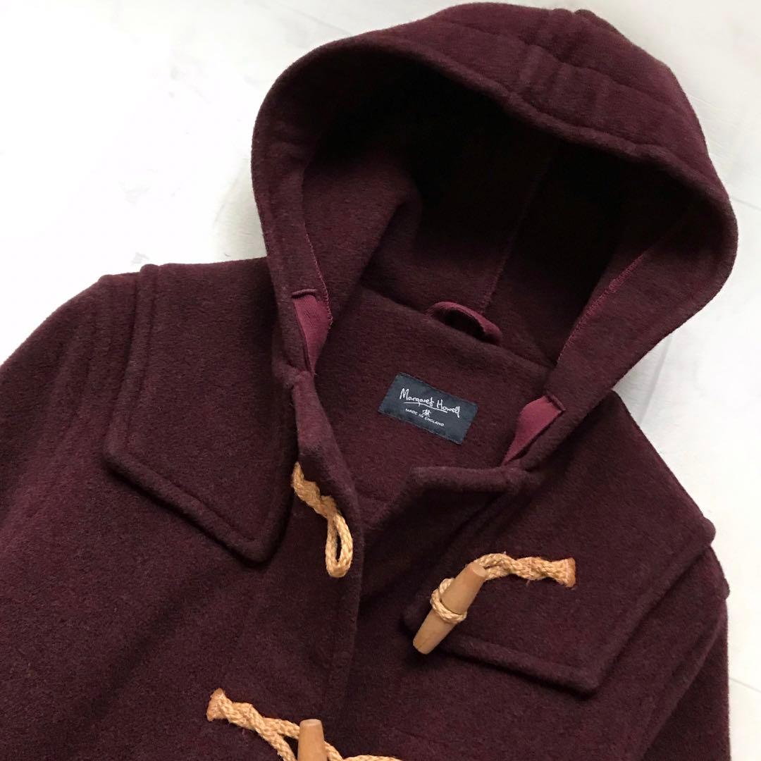 美品 マーガレットハウエル ダッフルコート 旧ロゴ 英国製 木製トグル ワイン
