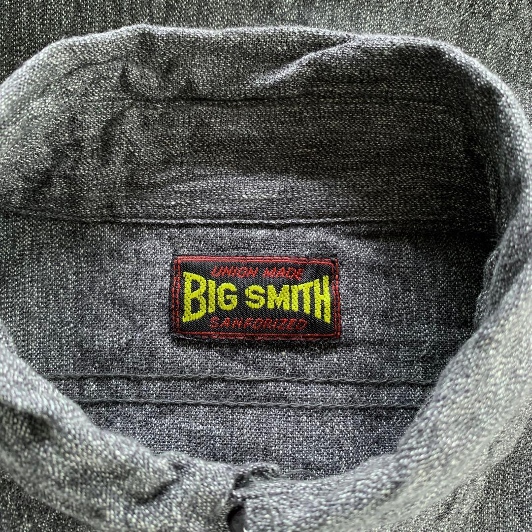 BIG SMITH ヴィンテージ 黒シャンブレーシャツ ビッグスミス 背中刺繍