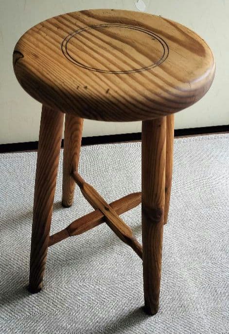 アンティーク　木製円形スツール