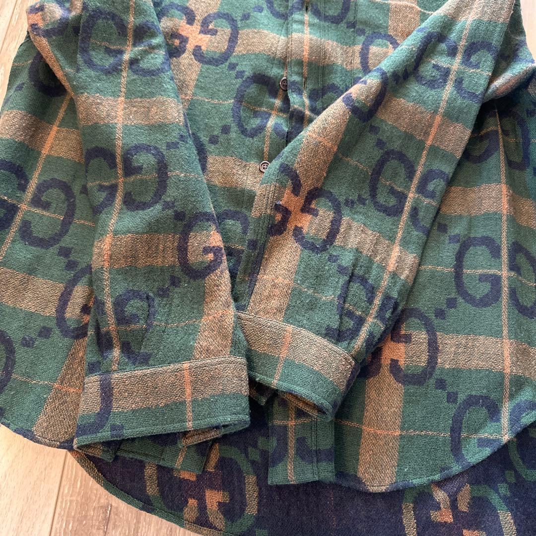 ⚠️専用⚠️GUCCI ビッグロゴ　緑×チェックシャツ