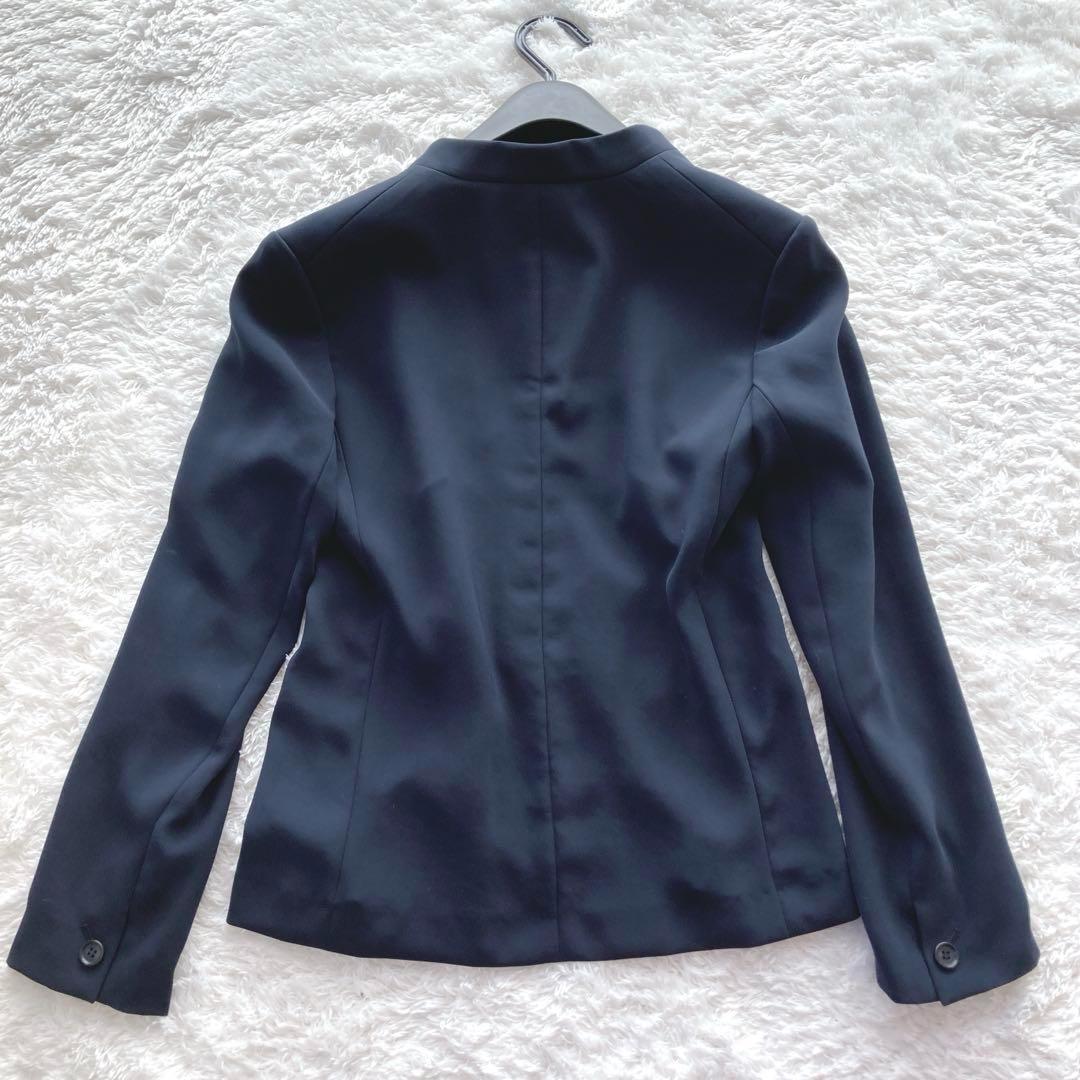 美品✨プラステ　パンツスーツ　ノーカラー　ネイビー　とろみ　手洗い可 Ｌ　大きめ