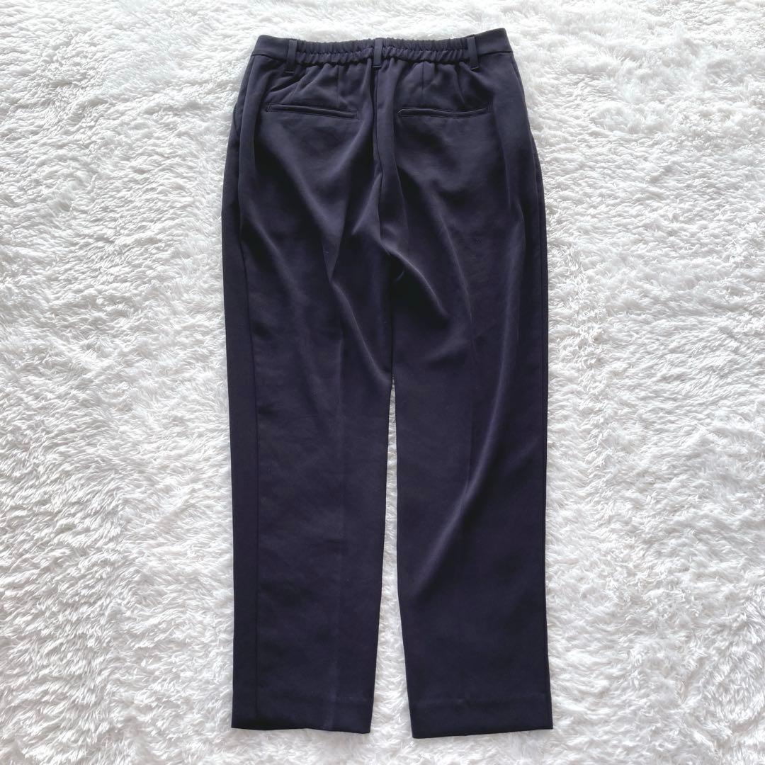 美品✨プラステ　パンツスーツ　ノーカラー　ネイビー　とろみ　手洗い可 Ｌ　大きめ