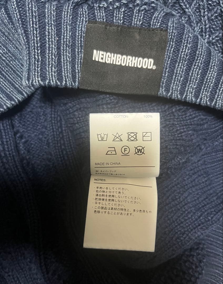 NEIGHBORHOOD CREWNECK CABLE SWEATERブルーM