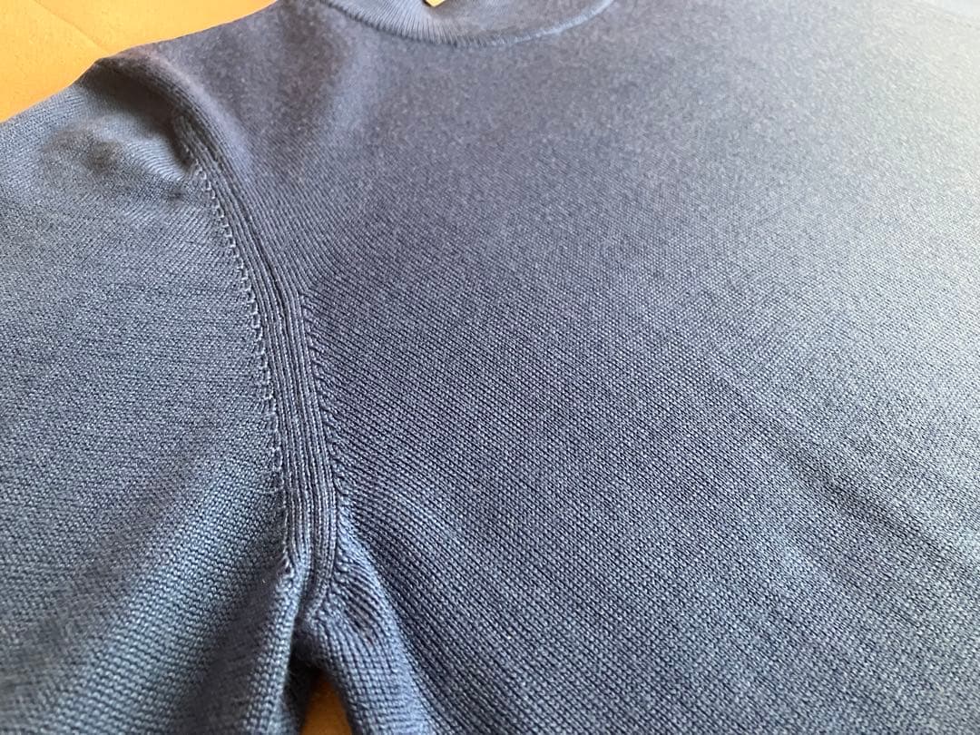 GRAN SASSO 12Gウールソリッドモックネックニット ブルー 48