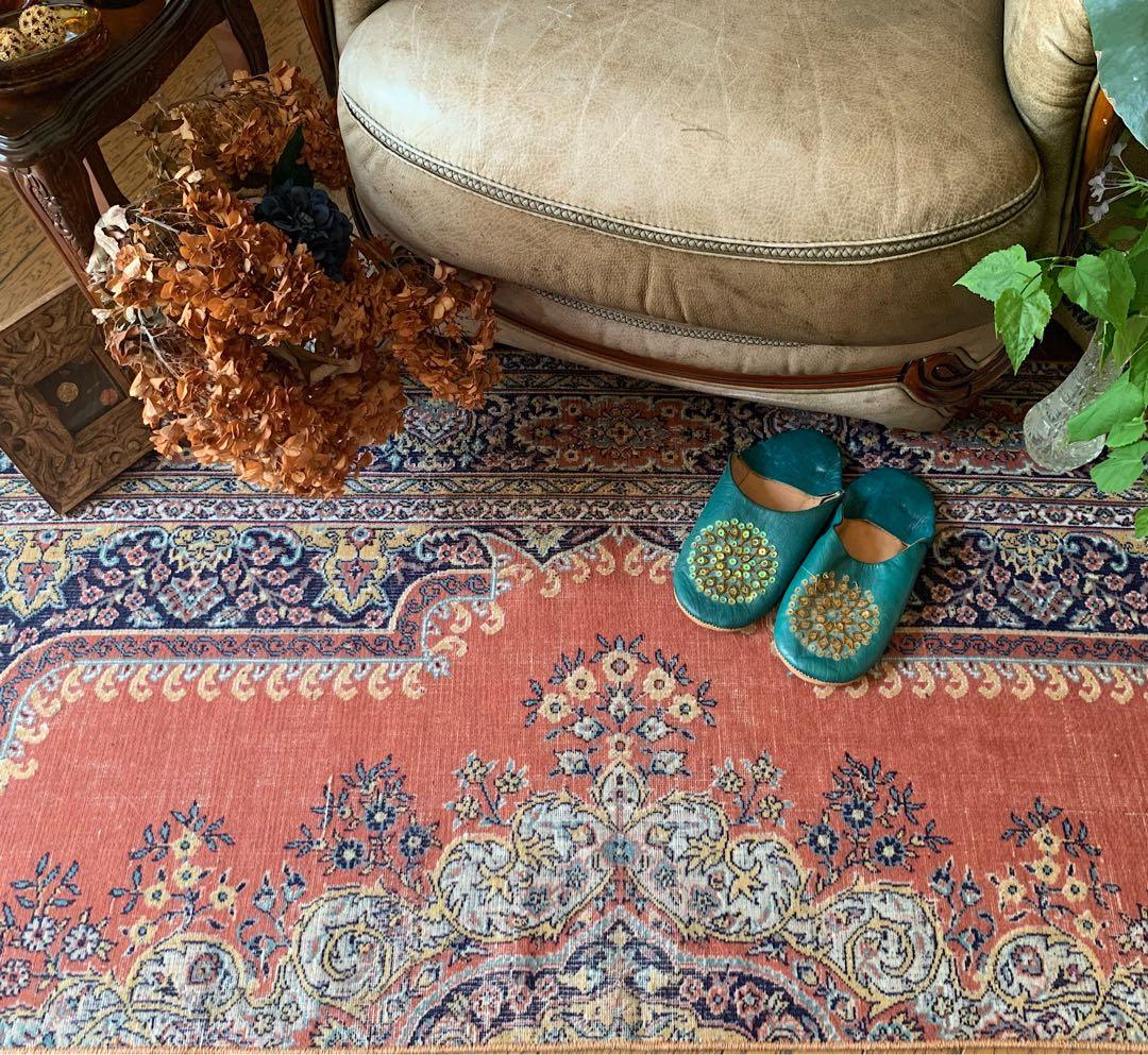 トルコヴィンテージラグ　215×71ロングランナー　カイセリ　アンティークピンク