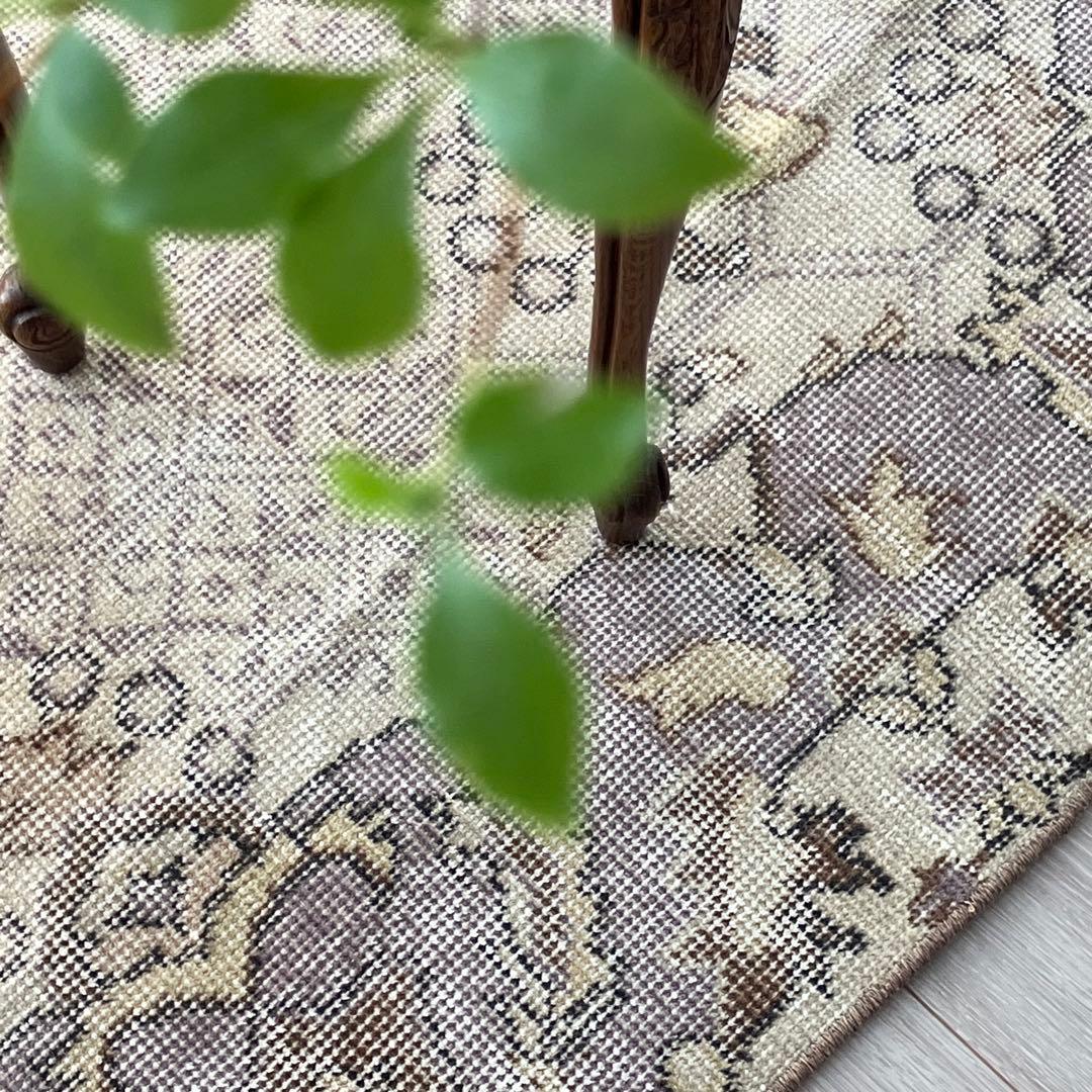 3m超ロング／76×297 グレー　メダリオンランナー　トルコヴィンテージラグ