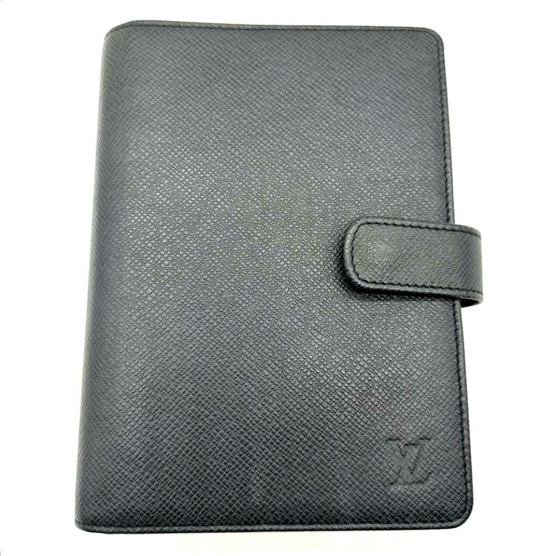 美品★ルイヴィトン 手帳カバー アジェンダMM タイガ 黒　LVロゴ　本革