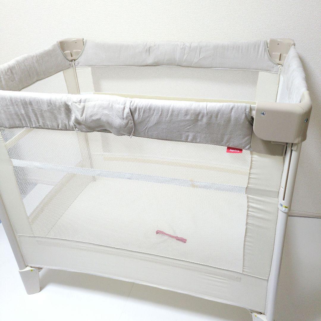 【良品】Aprica ココネルエアープラスAB ベビーベットホワイトベージュ