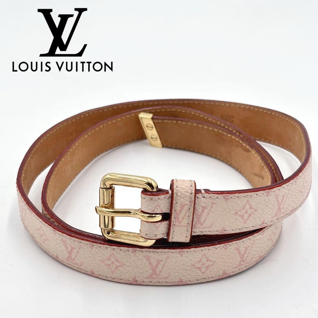ルイヴィトン モノグラム サンチュール　レザーベルト M9273 ピンク系