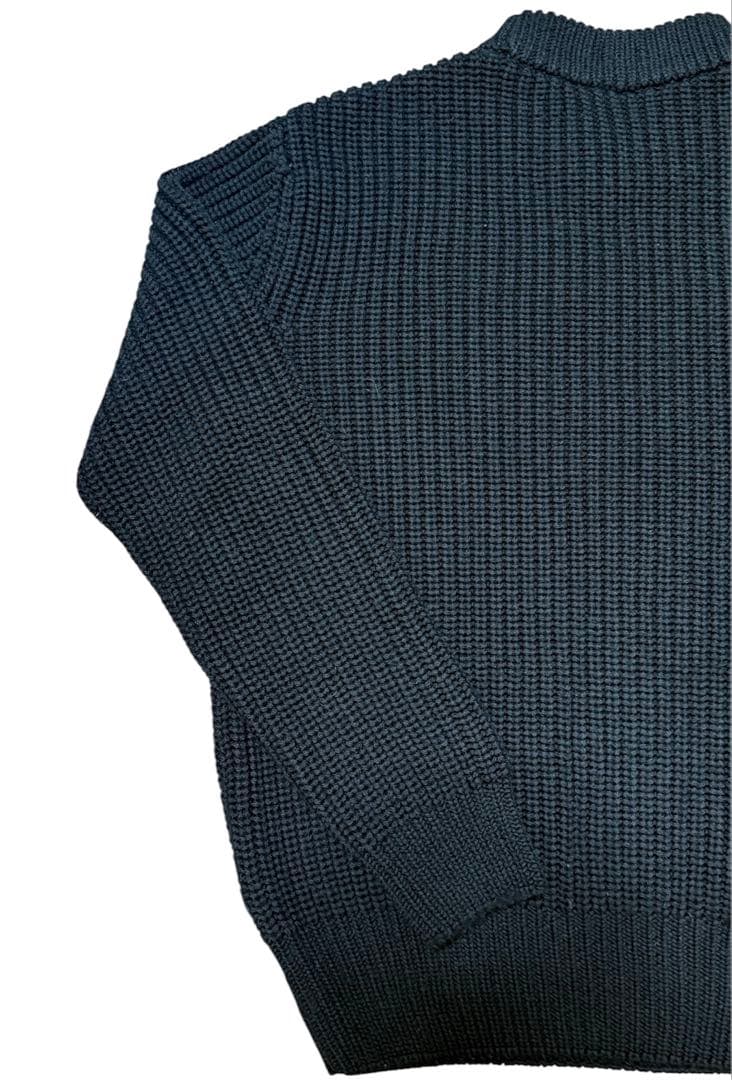 【美品】HUGO BOSS リブニット イタリア製糸 ダークネイビー Lサイズ