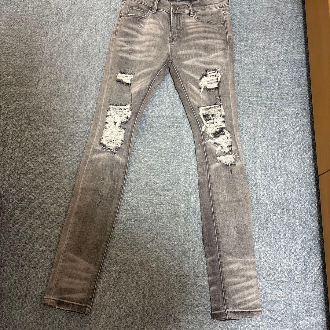 mnml ダメージスキニーデニム 29 グレー 希少