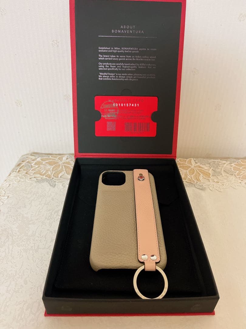 ボナベンチュラ iPhone 13 グレーベージュ/ピンク