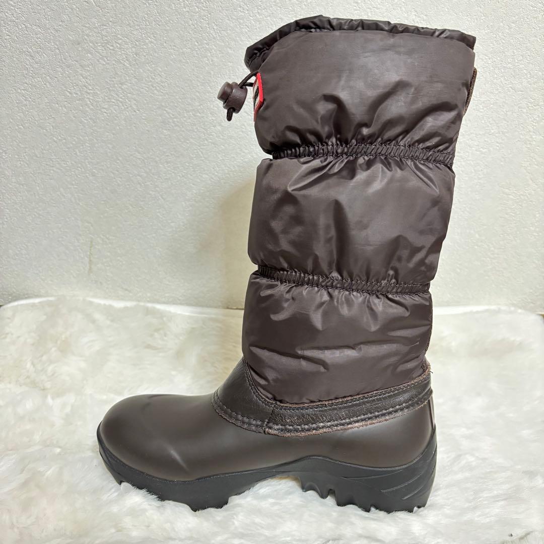 ほぼ新品 ☆ HUNTER スノー キルトブーツ UK4 ブラウン 上質 防水