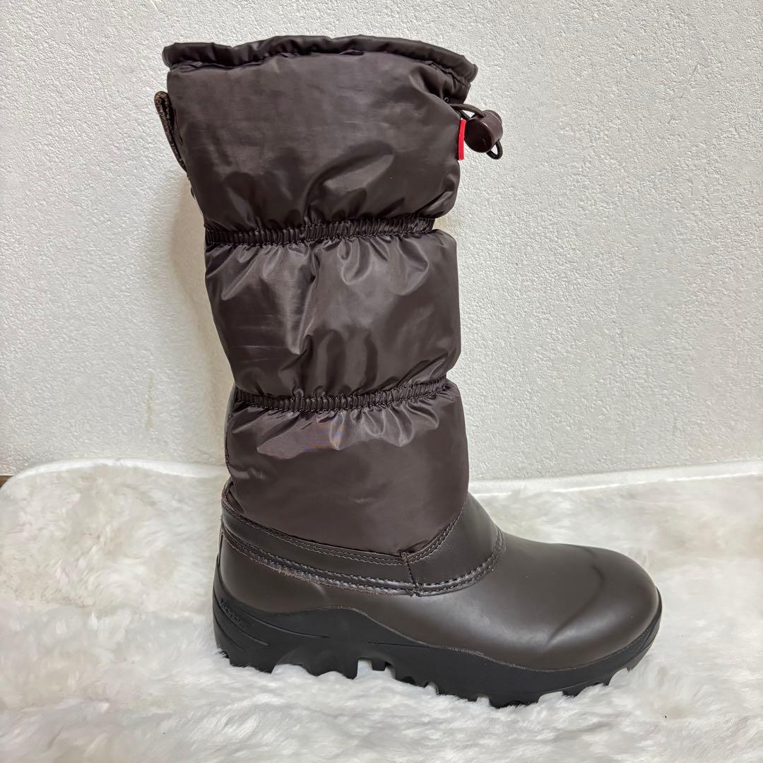 ほぼ新品 ☆ HUNTER スノー キルトブーツ UK4 ブラウン 上質 防水