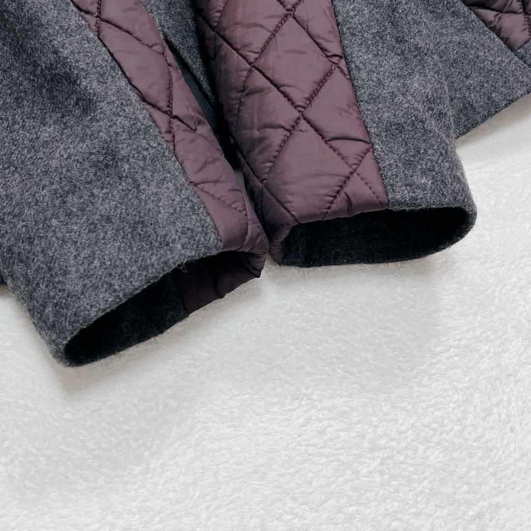 『ポールスミス』ダッフルコート キルティング 異素材 切替 44 グレーパープル