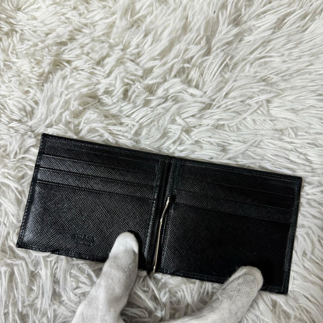 美品✨PRADA プラダ　マネークリップ 2MN077 サフィアーノ　メタルロゴ