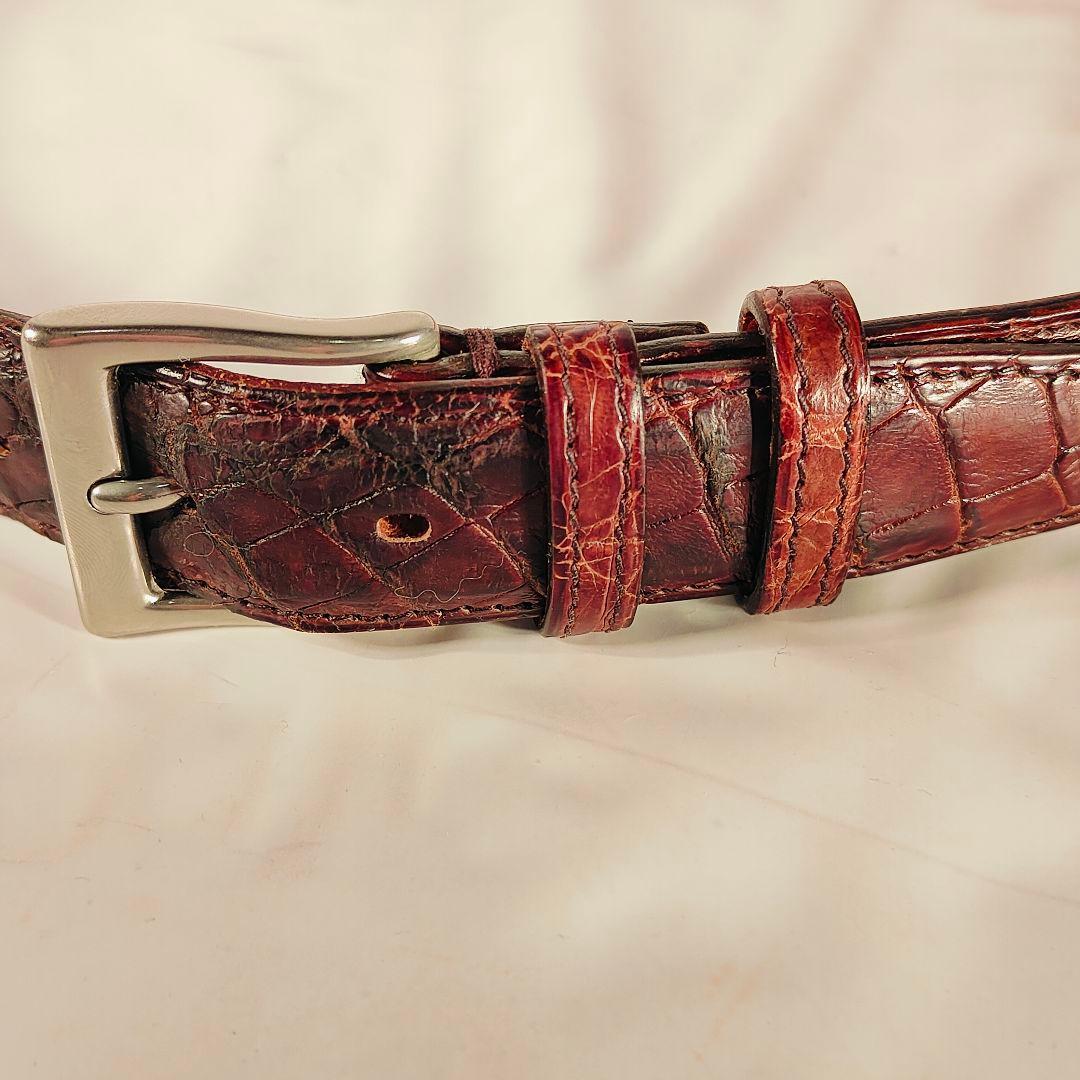 【Vintage】イタリア製　ワニ革　高級クロコダイルドレスベルト 本革 正規品