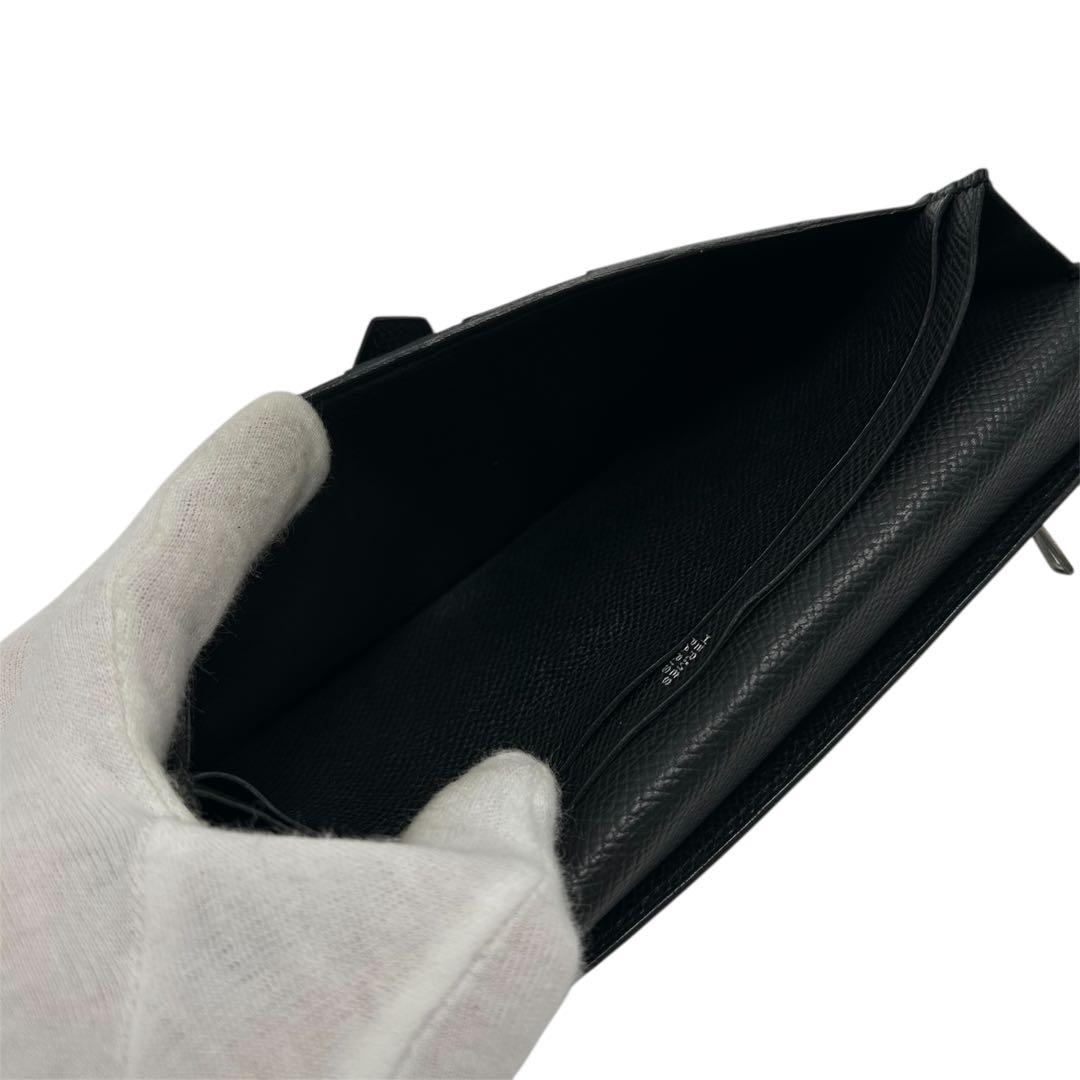 エルメス ベアン 長財布 ⬜︎J刻印 シルバー金具 メンズ H金具 ブラック 小銭