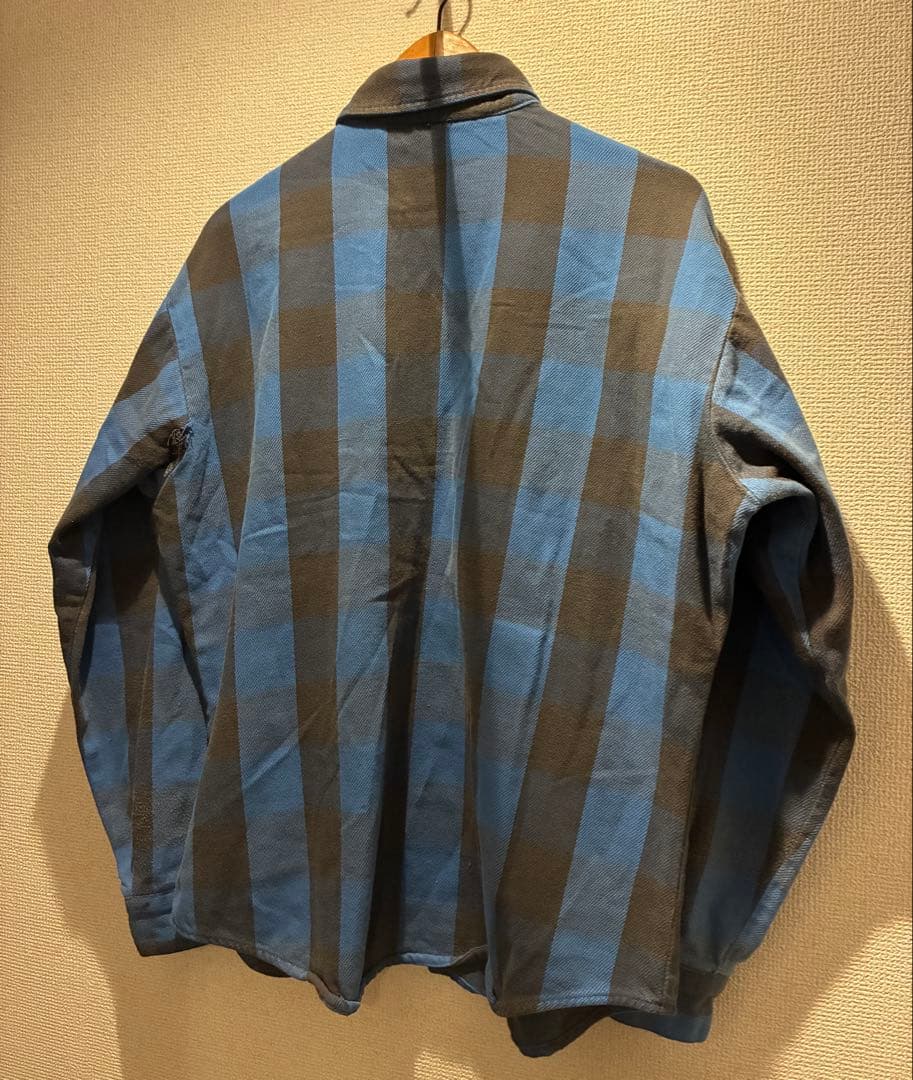 USA製 FIVE BROTHER ブロックチェックネルシャツ L 青黒