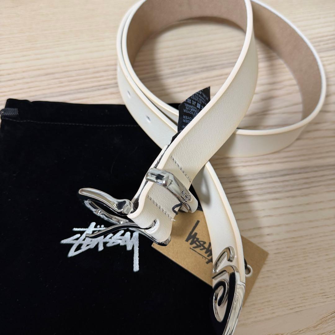 Stussy ブラック レザーベルト s/m