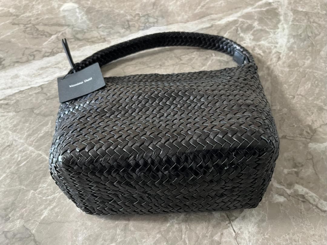 Massimo Dutti 編み込みレザーバッグ ブラック