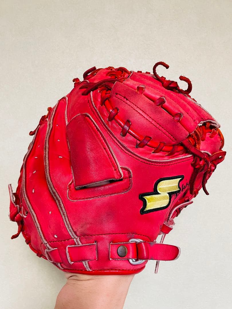 美品✨SSK キャッチャーミット 軟式 右投げ 赤 即戦力 レッド エスエスケー