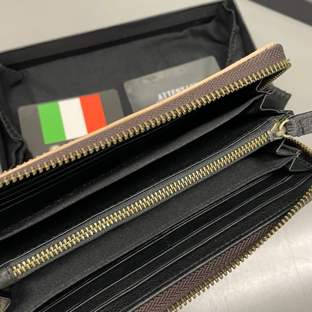 タイムセール新品‼️風神雷神　ラウンド長財布　ベージュ　イタリアンレザー　ヌメ革