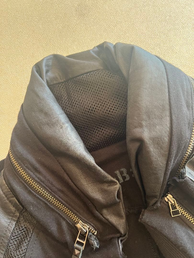 n❣️14th addict❣️レザーとストレッチ素材のハイネックジャケット