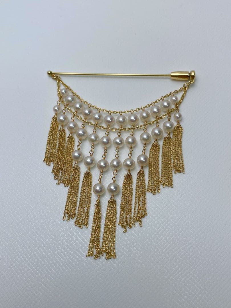 極美品 K18 本真珠 パール ブローチ ゴージャス 9.23g