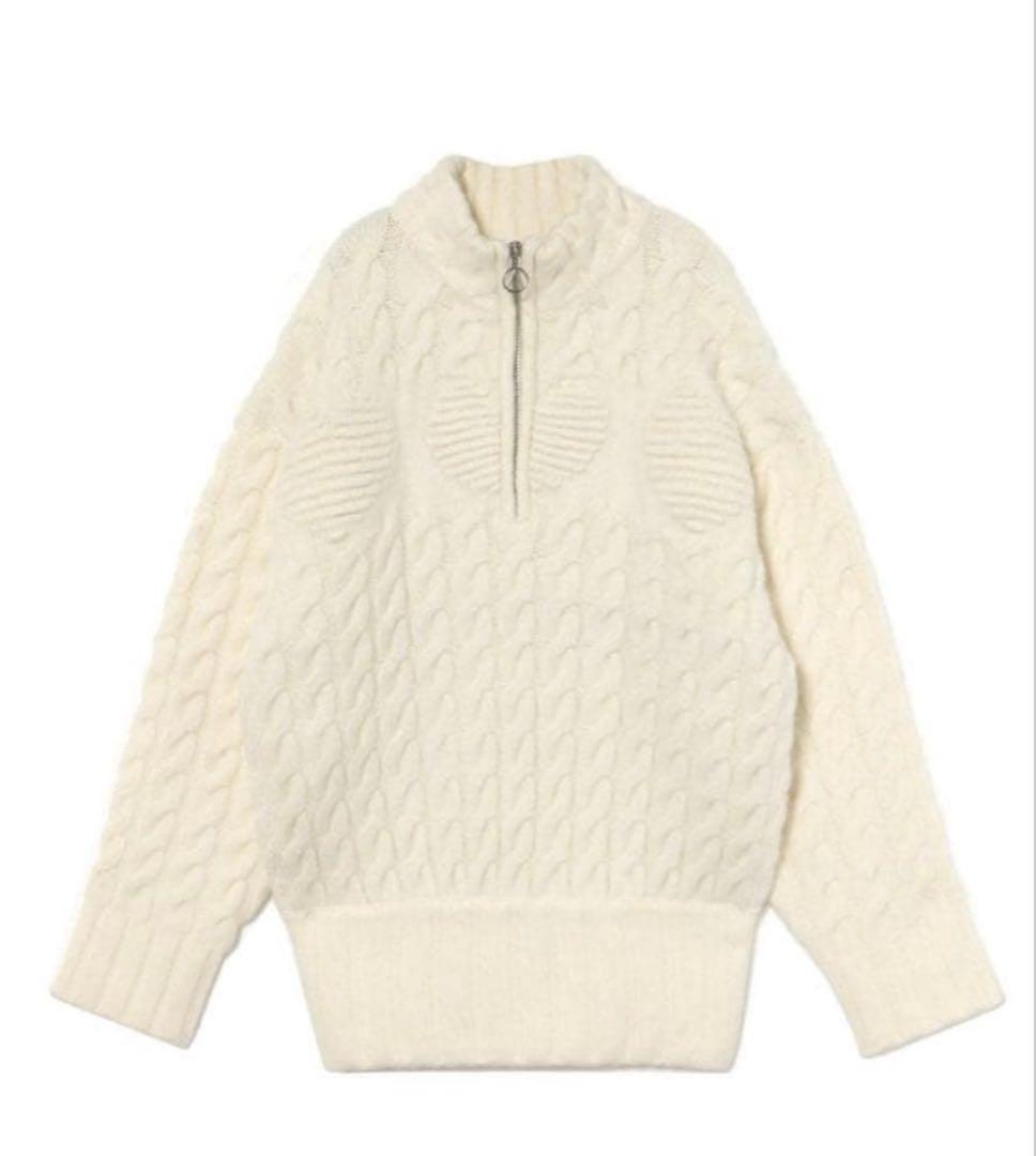 トップス andmary heart loose knit White