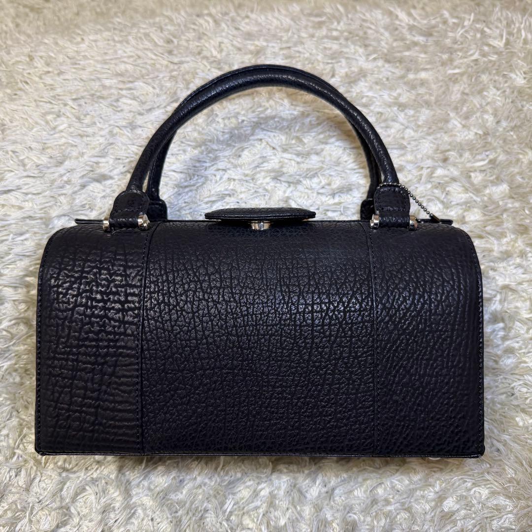 ☆極美品☆JRA認定　ハンドバッグ　シャークスキン　フォーマル　ボックス　黒