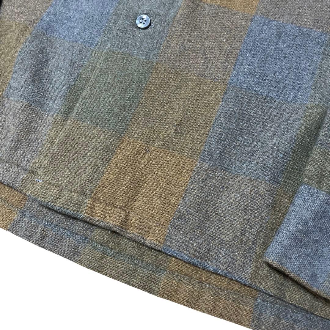ヴィンテージ60's Sears ウール オープンカラーシャツ オンブレ M