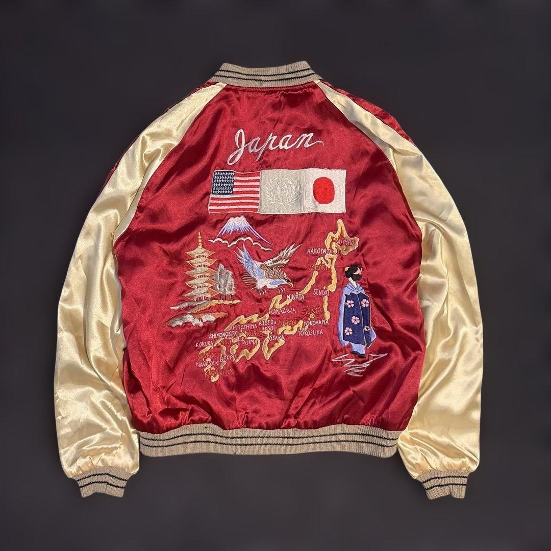 sho東洋エンタープライズ リバーシブル スカジャン 日本地図 沖縄鷹