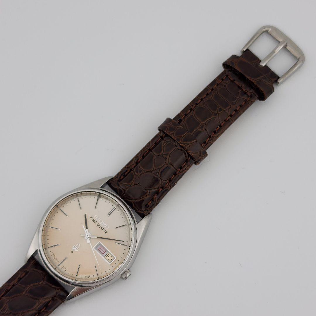 ​高級機電池交換済セイコー キングクォーツ 4823-8110 新品レザーベルト