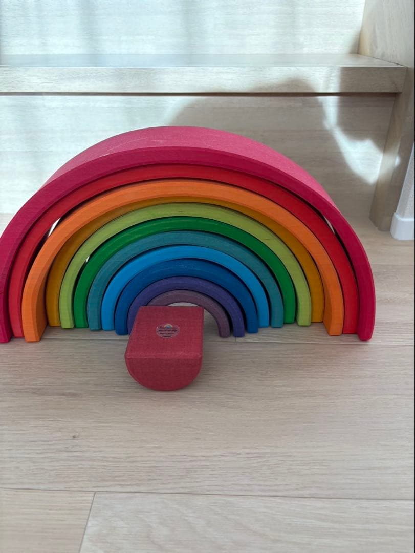 【正規品】グリムス アーチレインボー大 虹色トンネル 　木製虹色アーチ型知育玩具