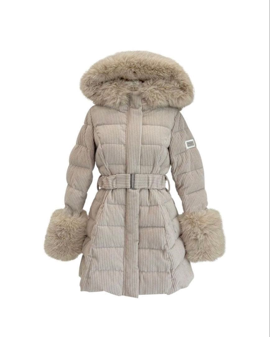 新品未使用【ミシェルマカロン】コーデュロイベルトダウンコート