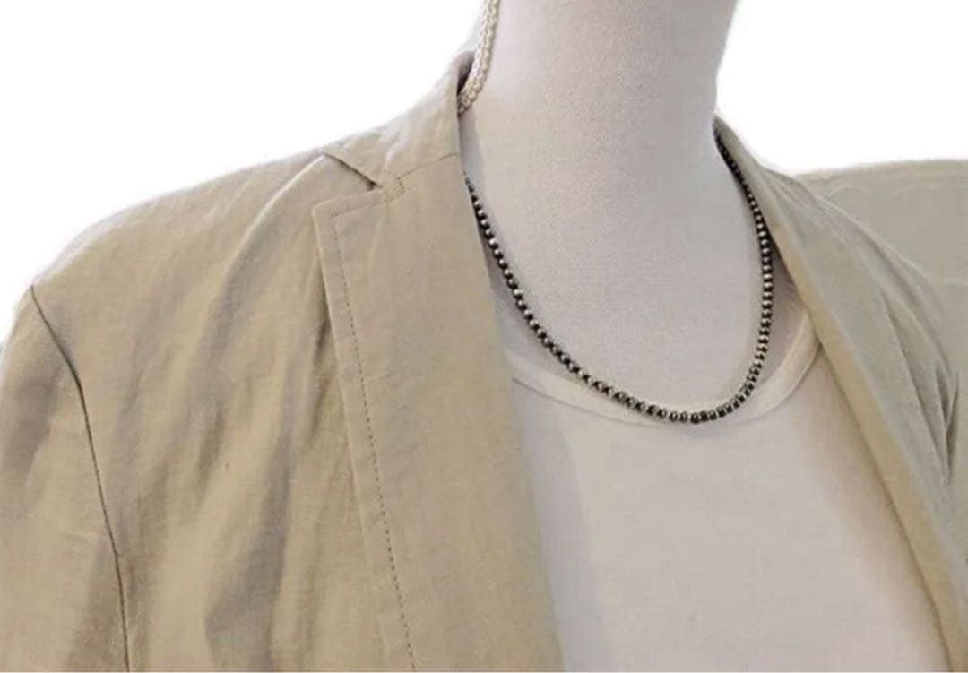 【優】ナバホパール ビーズネックレス シルバー系