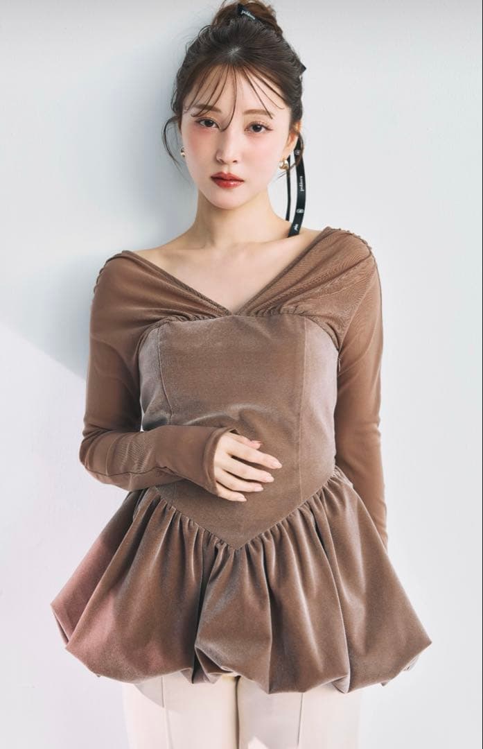 poláura ポローラ ビスチェドッキングバルーントップス mocha