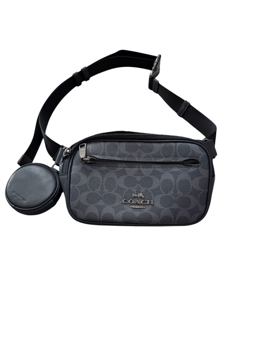 【美品】COACH エリアス ベルトバッグ デニム ネイビー