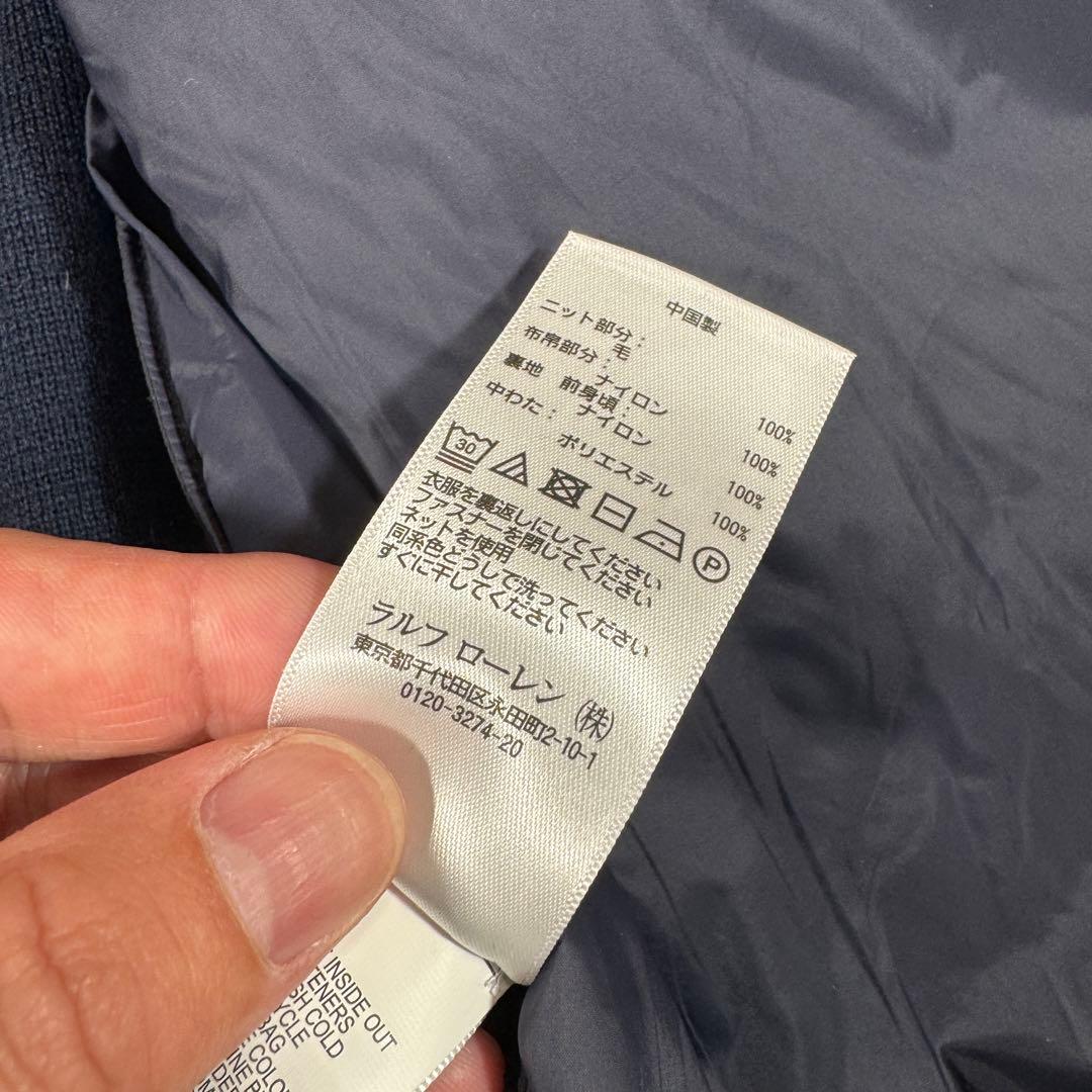 ポロラルフローレン　ダウン切替　ニット　ネイビー　Sサイズ