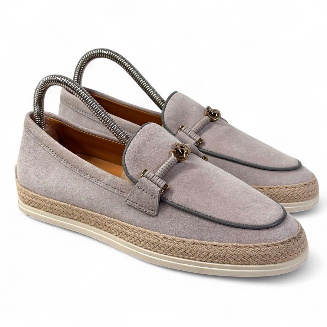 美品 トッズ 34 21 スエード ローファー ホースビット スリッポン