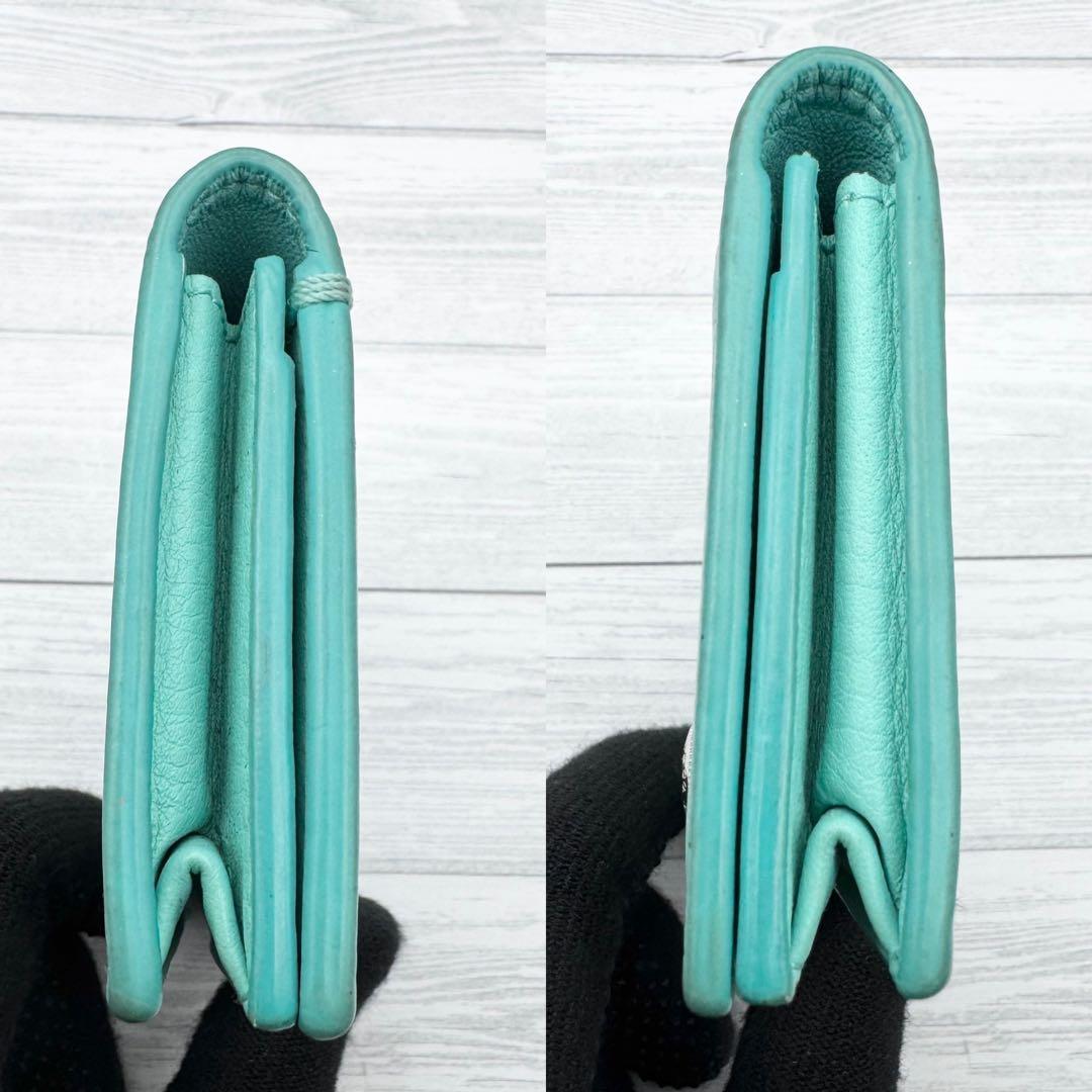 【美品】TIFFANY 名刺入れ カードケース ブルー　レザー　レディース