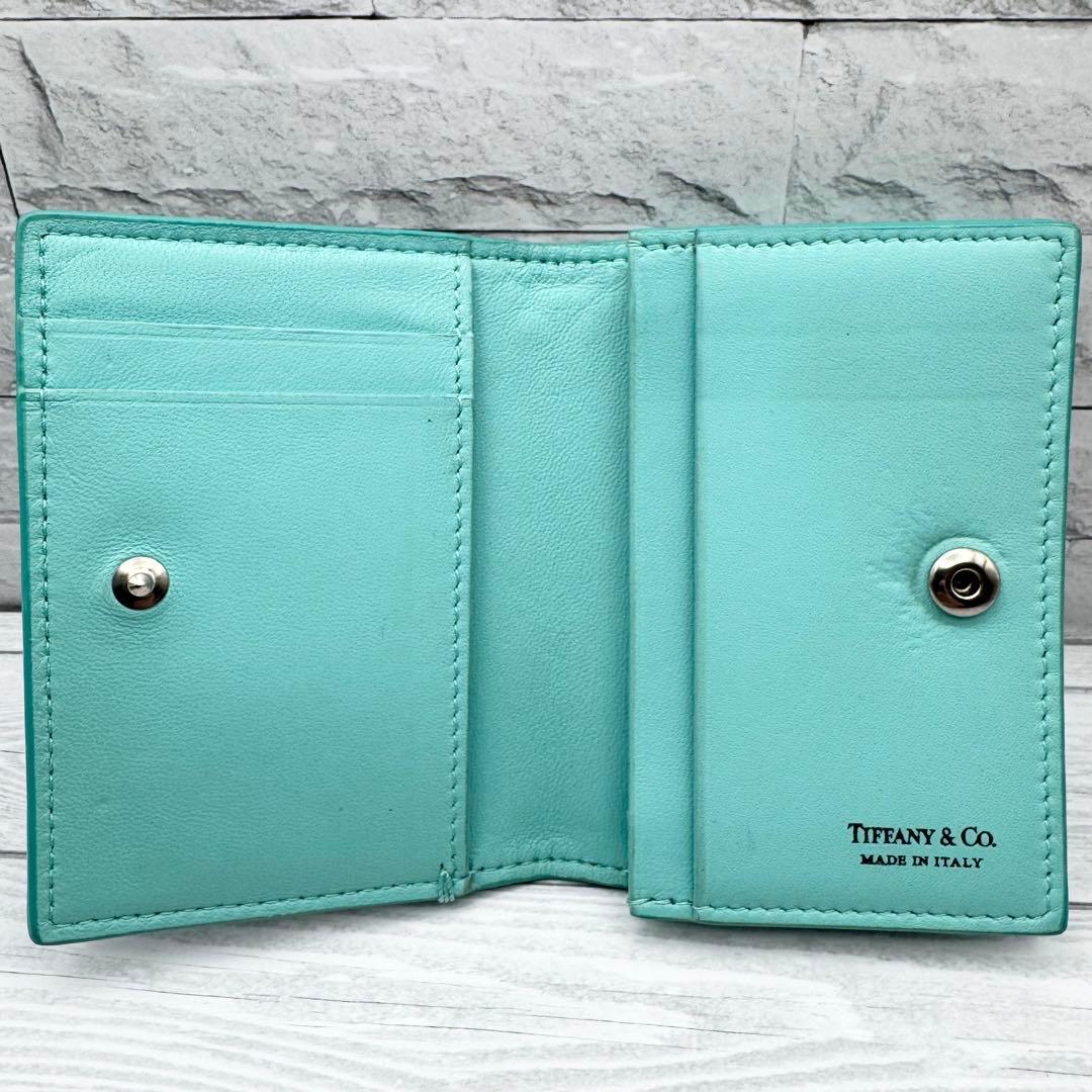 【美品】TIFFANY 名刺入れ カードケース ブルー　レザー　レディース
