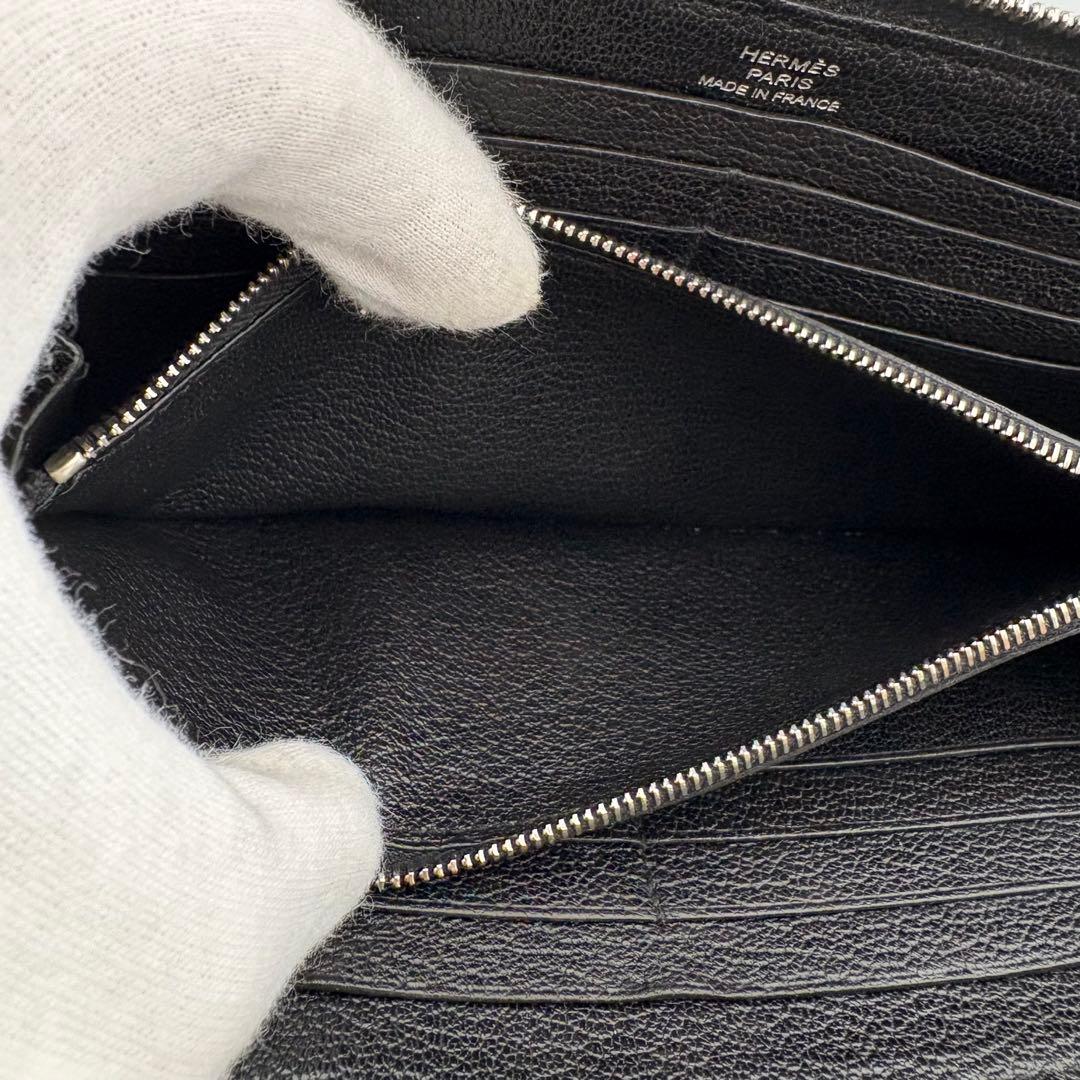 HERMES エルメス アザップロング ブラック シェブルミゾル　オールレザー