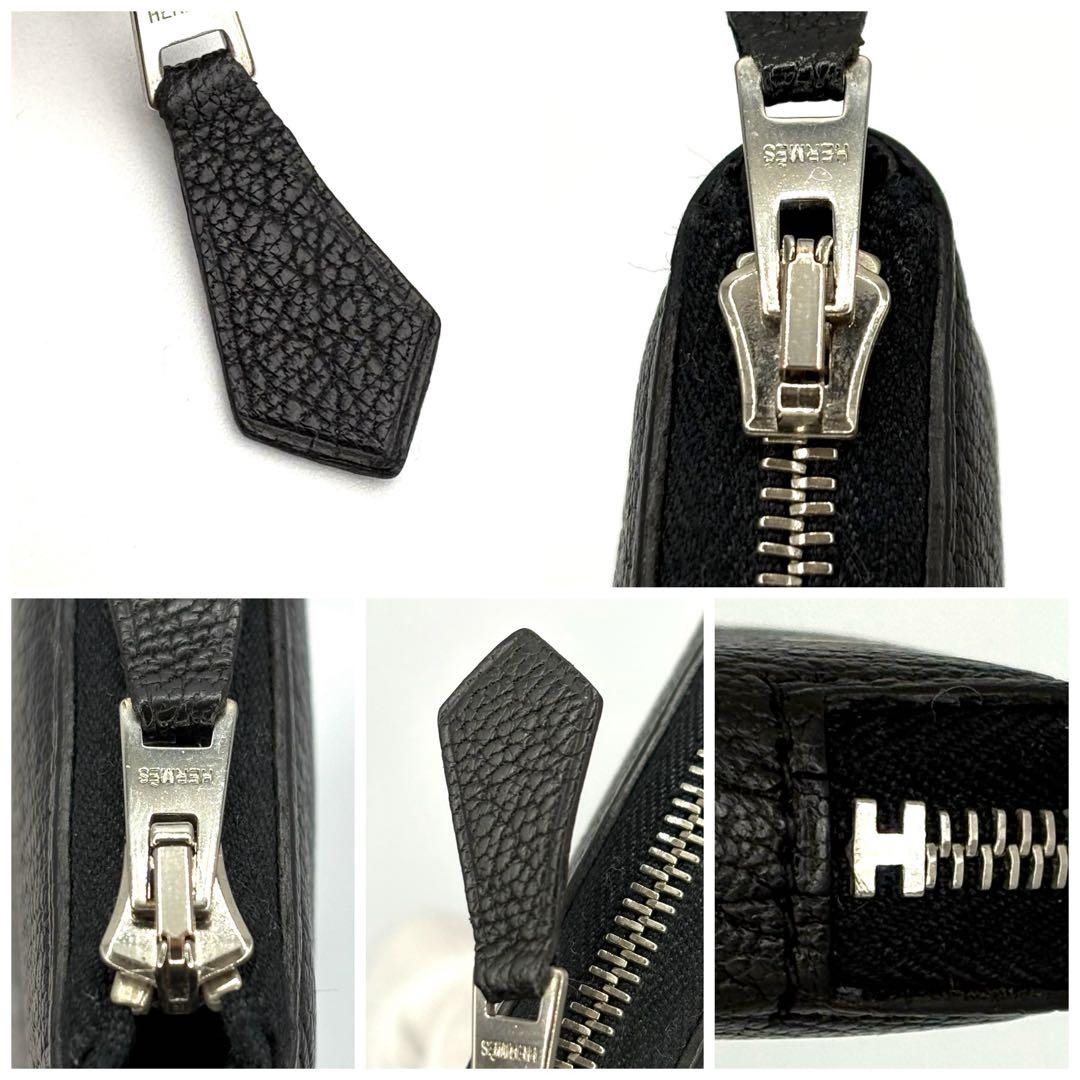 HERMES エルメス アザップロング ブラック シェブルミゾル　オールレザー