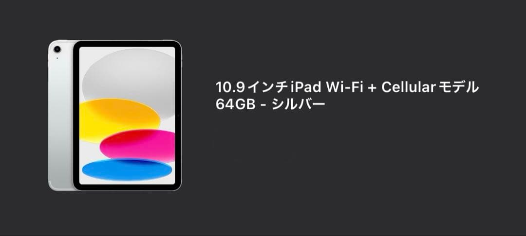 iPad 第10世代 WiFi + cellular モデル 64GB シルバー