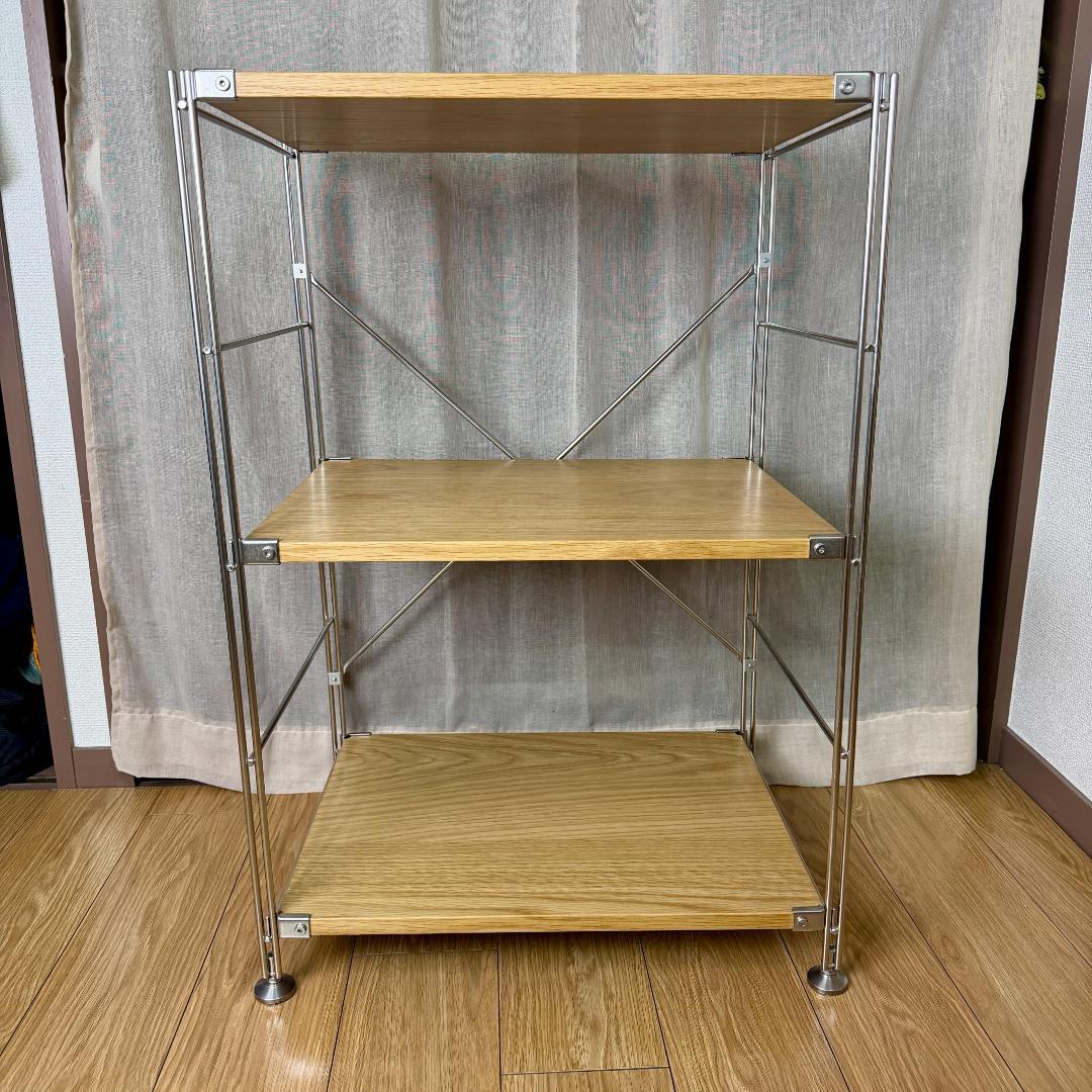 無印良品　ステンレスユニットシェルフ・オーク材棚 小