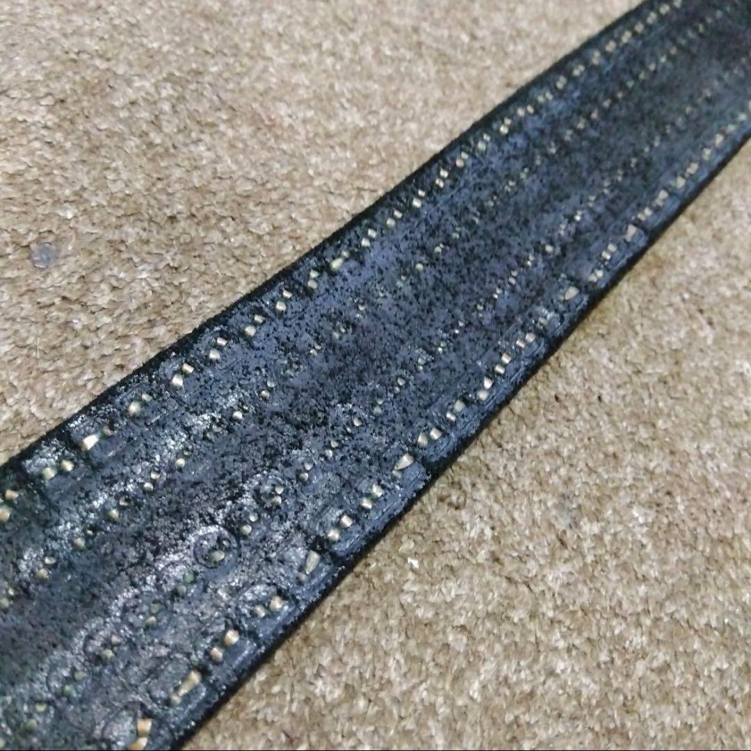 34inch HTC パイソン レザースタッズ ベルト ブラック