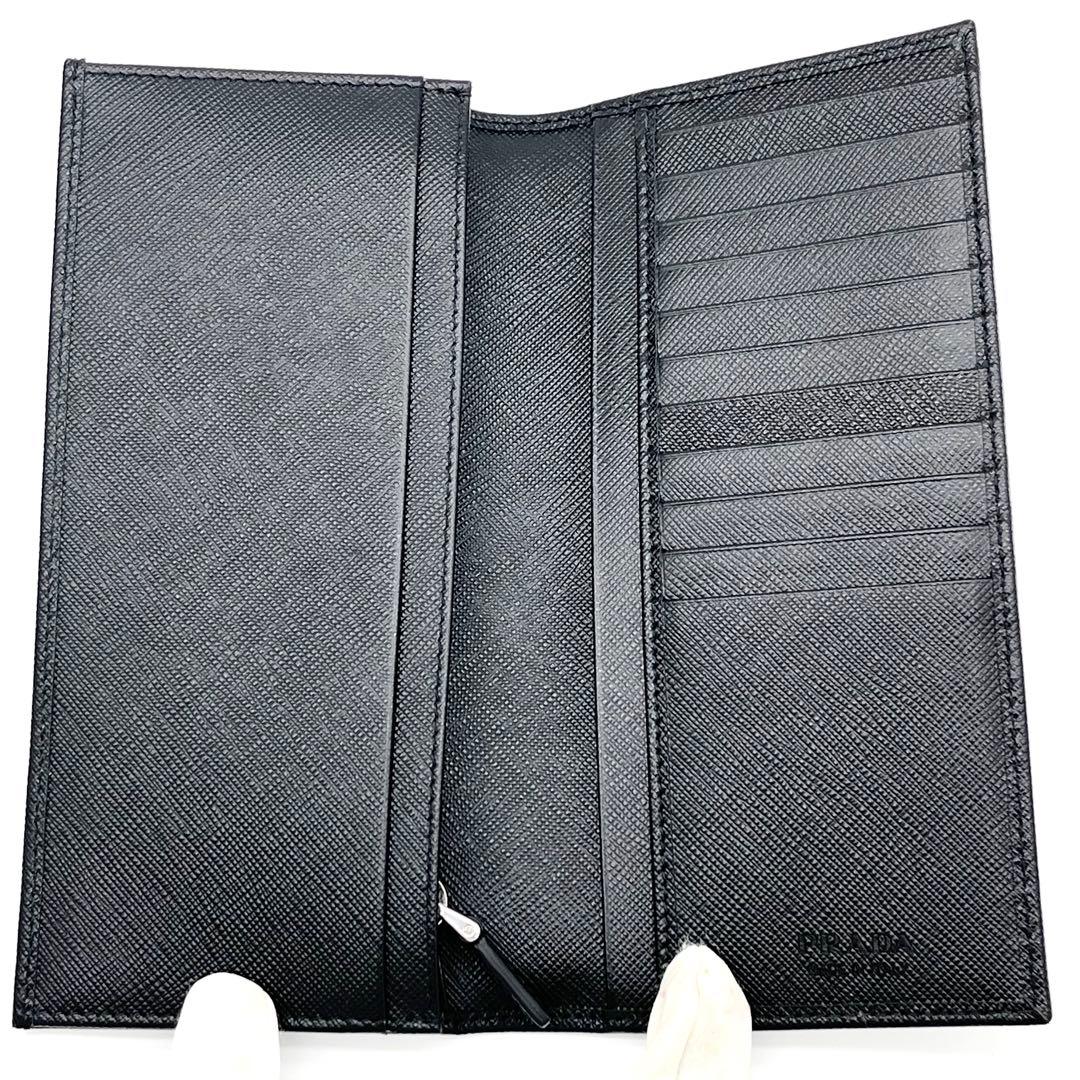 【美品】プラダ 長財布 三角ロゴ 金具 サフィアーノレザー ブラック