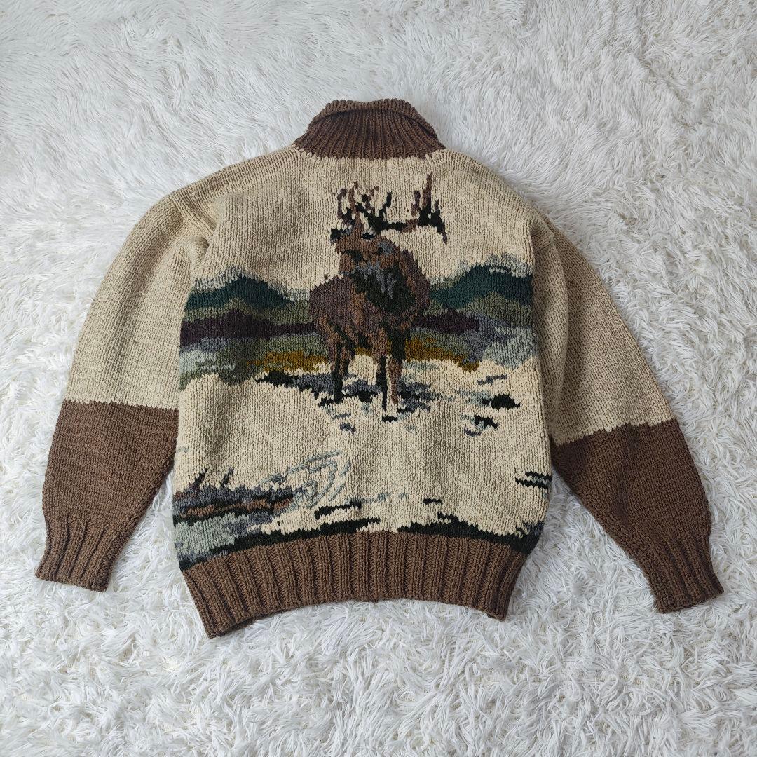 【希少デザイン】THE HUNT カモｘエルク柄カウチンニット メンズL✨
